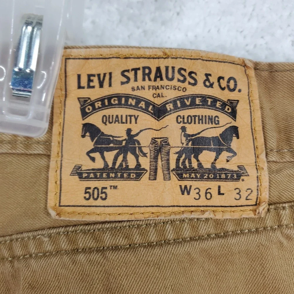 Levi 505 Jeans Mens Size 36x32 Brown White Tab